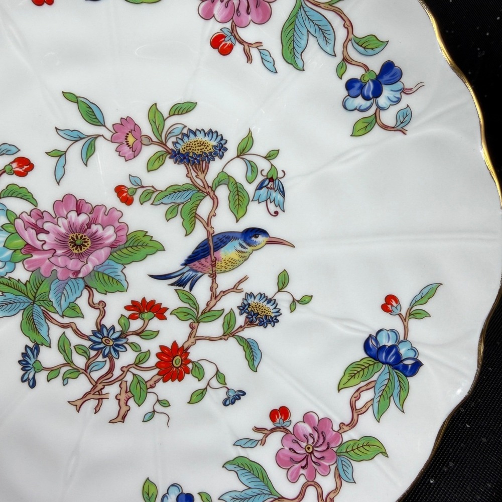 Aynsley Pembroke Fine Bone China Plate 8 Inch Bird Floral Gold Gilded Scalloped - Picture 5 of 12